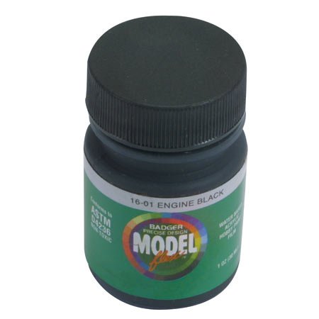 Badger 16-01 Engine Black Modelflex Railroad  Acrylic Hobby Paint - 1 oz. Bottle