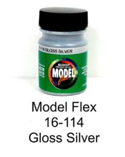 Badger 16-114 Gloss Silver Modelflex Automotive Acrylic Paint - 1 oz. Bottle