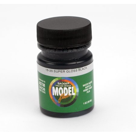 Badger 16-20 Super Gloss Black Modelflex Railroad Acrylic Paint - 1 oz. Bottle