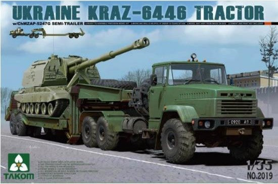 Takom 2019 1:35 KRAZ-6446 Tractor w/ChMZAP-524G Semi Trailer Plastic Model Kit