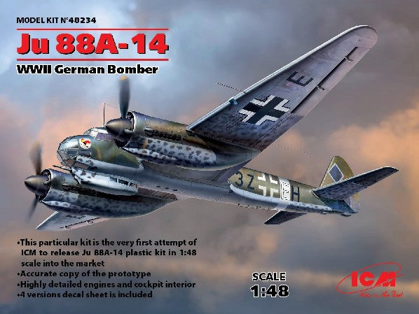 ICM 48234 1:48 WWII German Ju 88A-14 Bomber Military Aircraft Plane Model Kit