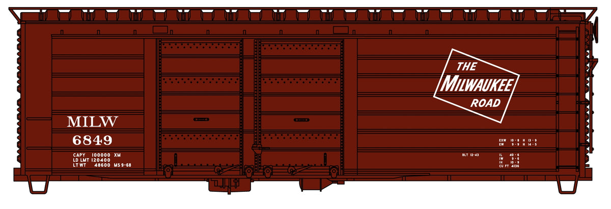 Accurail 3984 HO Milwaukee Road Herald Only 40' Rib Side Boxcar Kit #6849