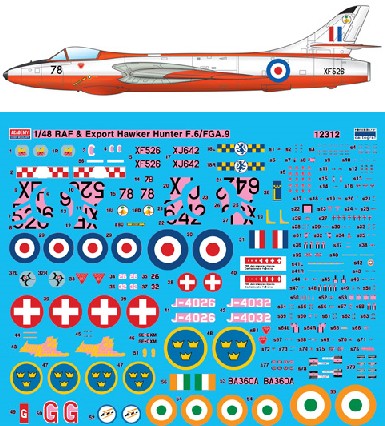 Academy 12312 1:48 RAF & Export Bomber Hawker Hunter F.6/FGA.9 Plane Kit