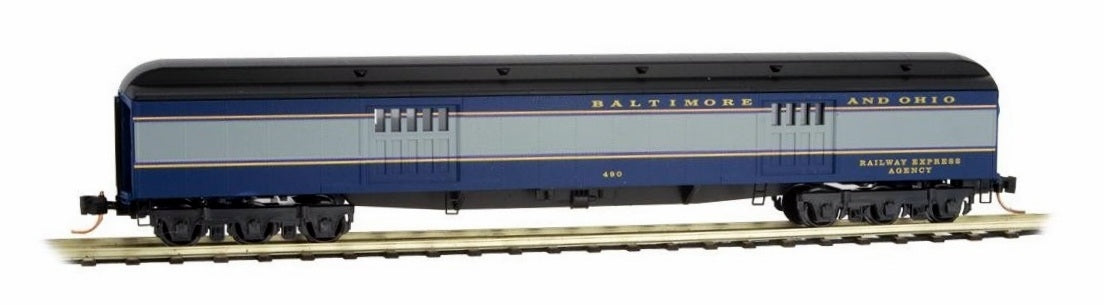 Micro-Trains 14700090 N Scale Baltimore & Ohio 70' Heavyweight Baggage Car #490