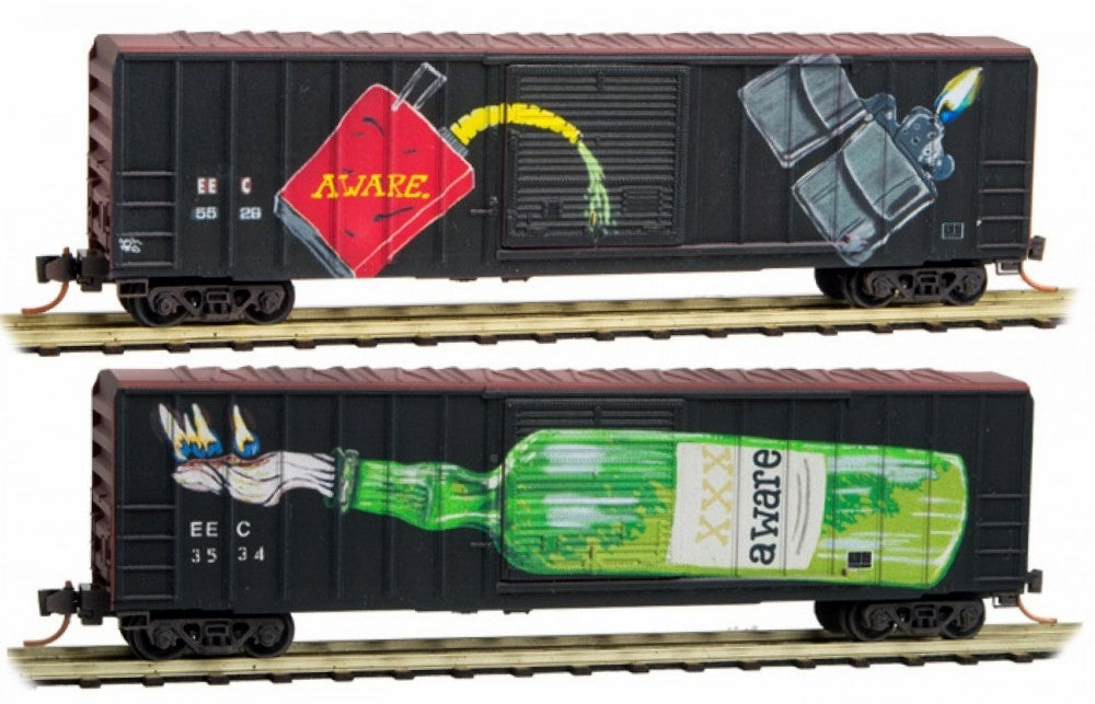 Micro-Trains 02544870 N EEC 50' Rib Side Single Door Boxcar (Set of 2)