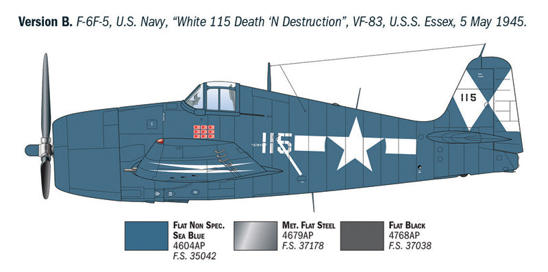 Italeri 91213 1:72 F6F-3/5 Hellcat Fighter Aircraft Plastic Model Kit