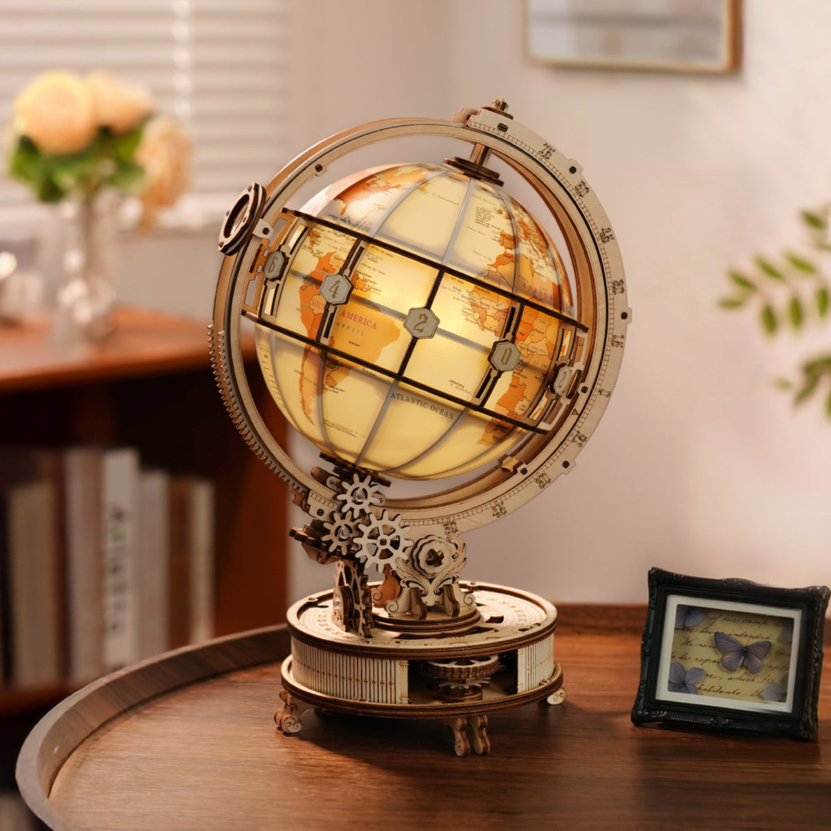 Robotime ST003D ROKR Electric Version Luminous Globe 3D Wooden Puzzle