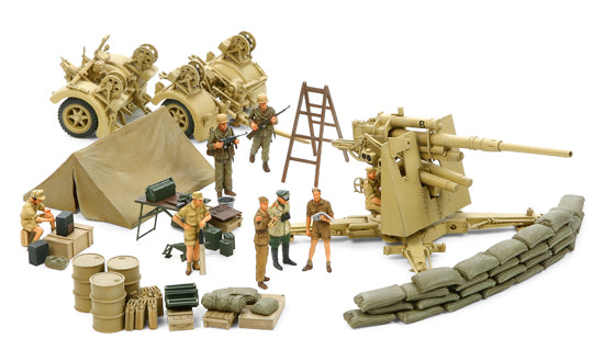 Tamiya 37009 1:48 German 88mm FlaK 37 Gun w/8 Crew Siege of Tobruk Kit