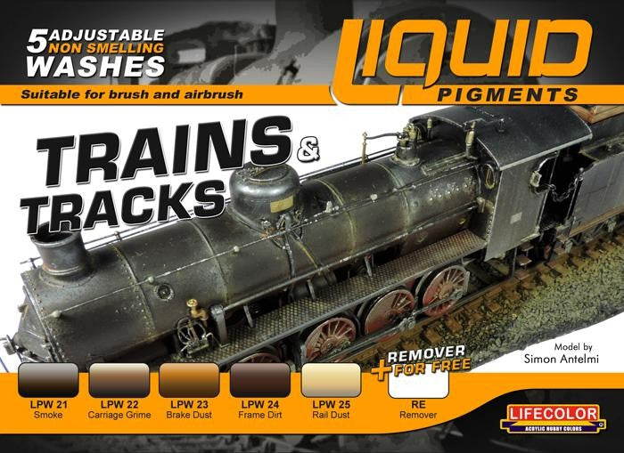 LIFECOLOR LP5 Railway Weathering Liquid Pigments Set (6 22ml Bottles)