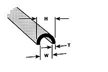 Plastruct 90174 3/8” x 1/4” x 15” Half-Round Profiles (Pack of 3)