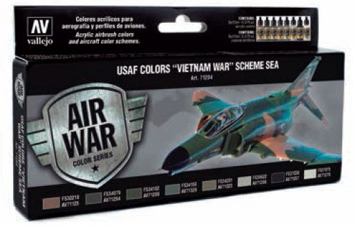 Vallejo Paint 71204 USAF Vietnam War Scheme SEA Model Air Paints (Set of 8)