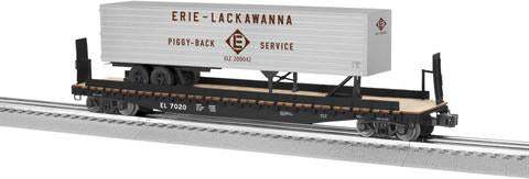 Lionel 6-82841 O Erie Lackawanna PS-4 Flatcars with 40' Trailer #7020