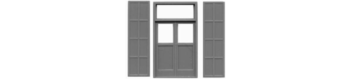 Tichy 8140 HO 65" x 115" Double Door w/Transom & Iron Shutters (3)
