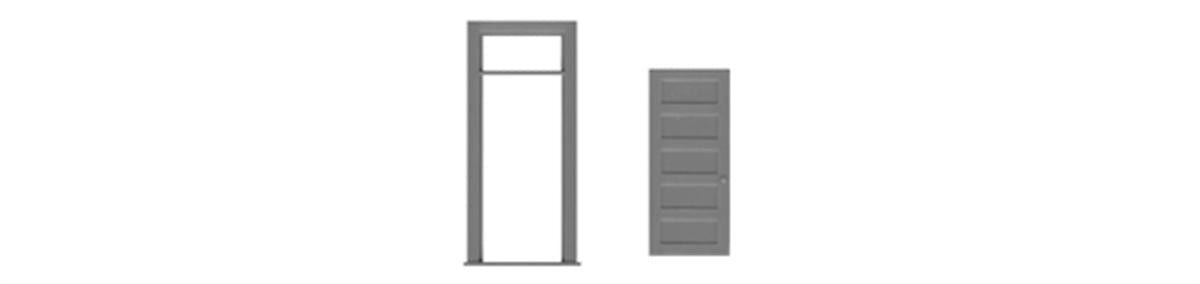 Tichy 8196 HO 36" x 80" 5-Panel Door w/Separate Frame w/Transom (Pack of 3)