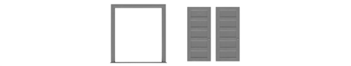 Tichy 8199 HO 72" x 80" 5 Panel Double Door w/Separate Frame (Pack of 2)