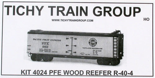 Tichy 4024 HO Scale 40' Pacific Fruit Express Wood Reefer Plastic Kit