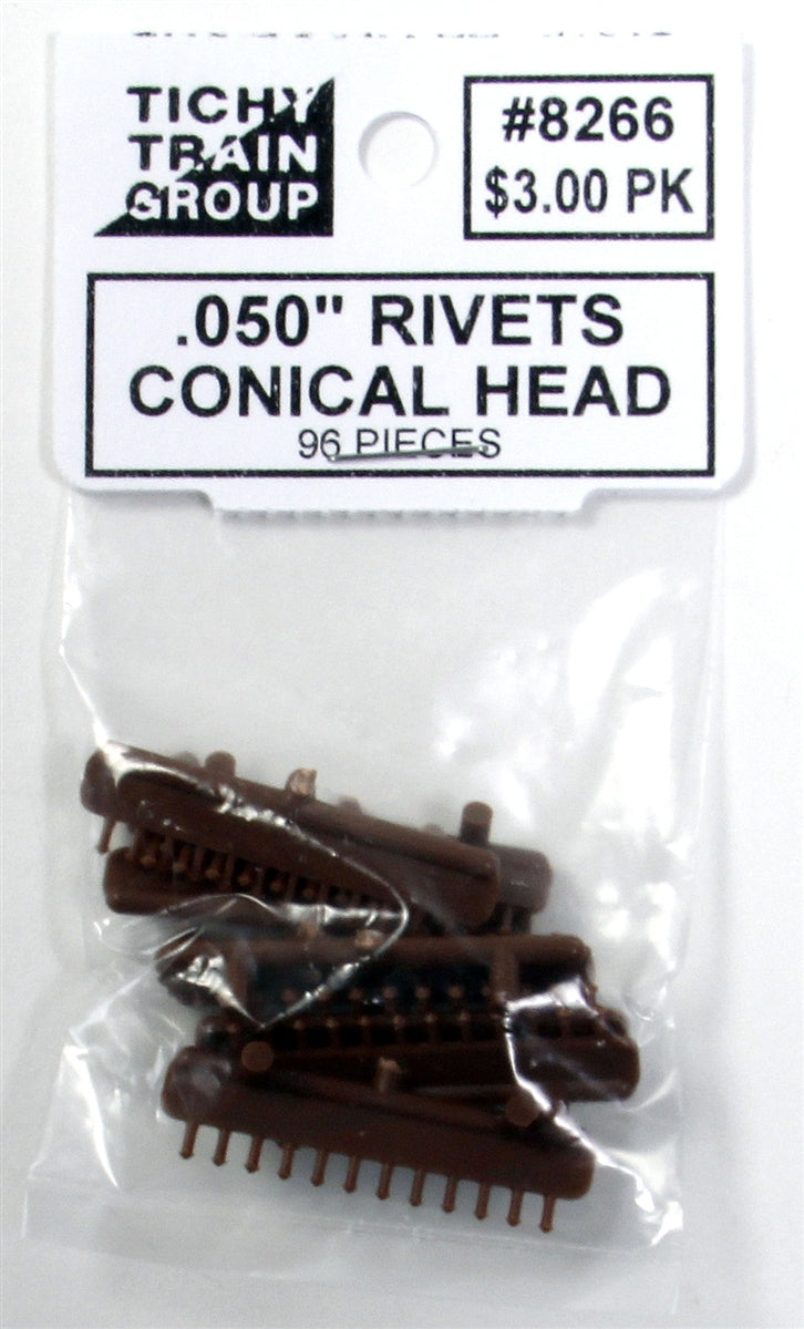 Tichy 8266 HO 0.05 Diameter Conical Head Rivet (Pack of 96)