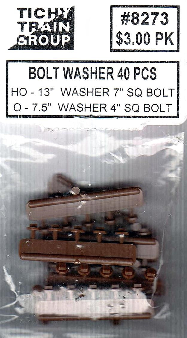 Tichy 8273 HO 7" Square Bolt with 13" Washer (Pack of 40)