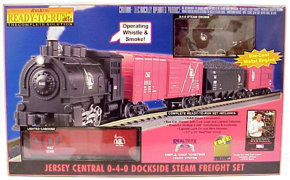 MTH 30-4035-0 Jersey Central 0-4-0 O Gauge Steam Freight Train Set w/Whistle MT/Box