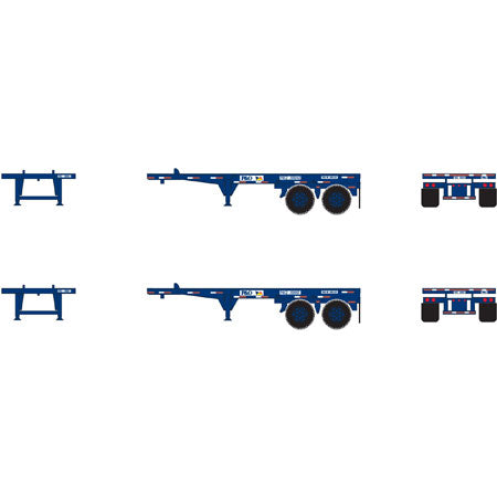 Athearn 27915 HO Ready To Roll P & O 20' Container Chassis (Set of 2)
