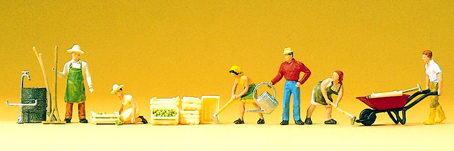 Preiser 10046 HO Gardeners Figures with Accessories (Set of 8)
