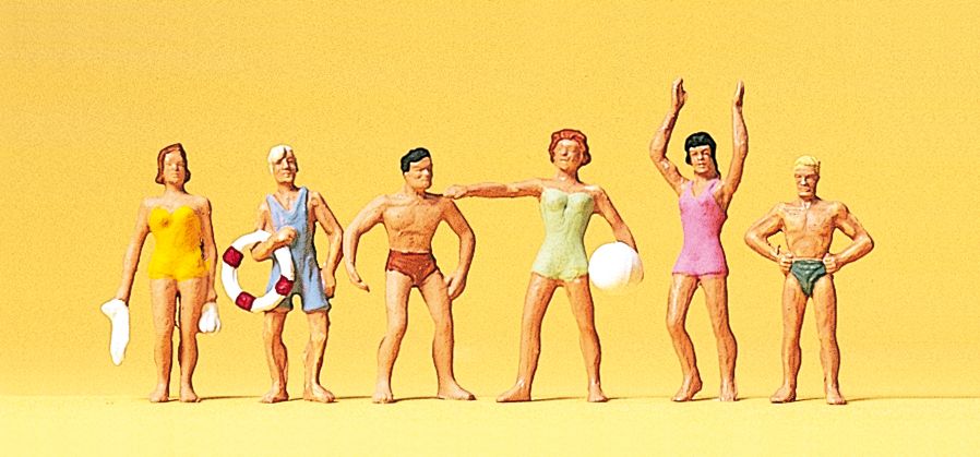 Preiser 10070 HO Recreation & Sports Standing Swimmers Figures (Set of 6)