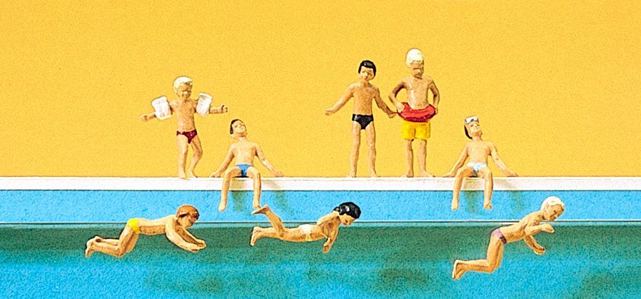 Preiser 10307 HO Swimming Children Figures (Set of 8)