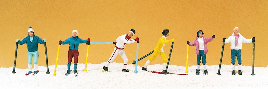 Preiser 10312 HO Scale Cross Country Skiers Figures (Set of 6)