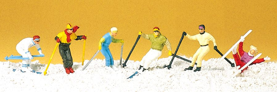 Preiser 10313 HO Scale Down-Hill Skiers Figures (Set of 6)