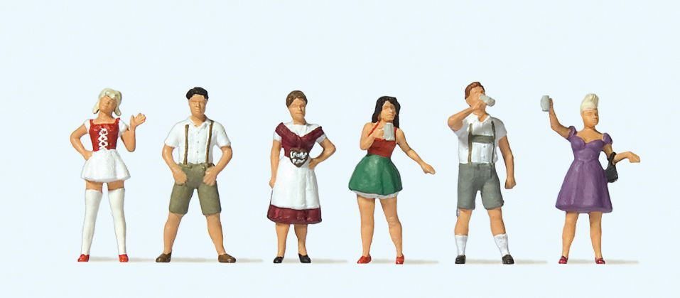 Preiser 10674 HO Standing Beer Drinkers in German Costume Figures (Set of 6)