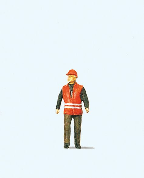 Preiser 28008 HO Railway Worker Wearing Safety Vest Figure
