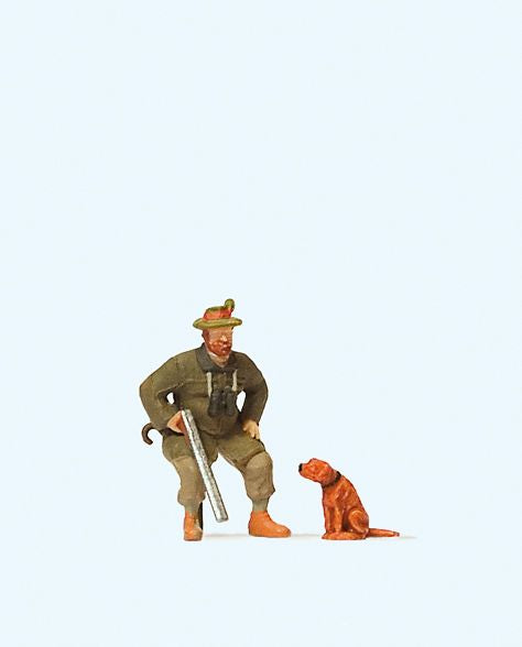 Preiser 28129 HO Seated Hunter with Dog Figures (Set of 2)