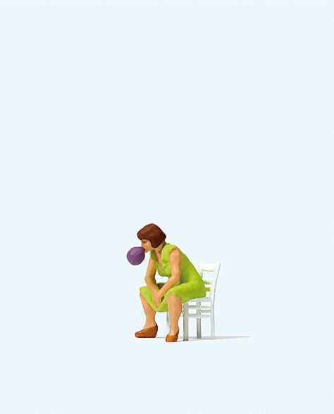 Preiser 28168 HO Sitting Girl Blowing Bubble Gum Figure