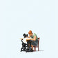 Preiser 28183 HO Woman at Sewing Machine Figure w/Chair & Sewing Machine