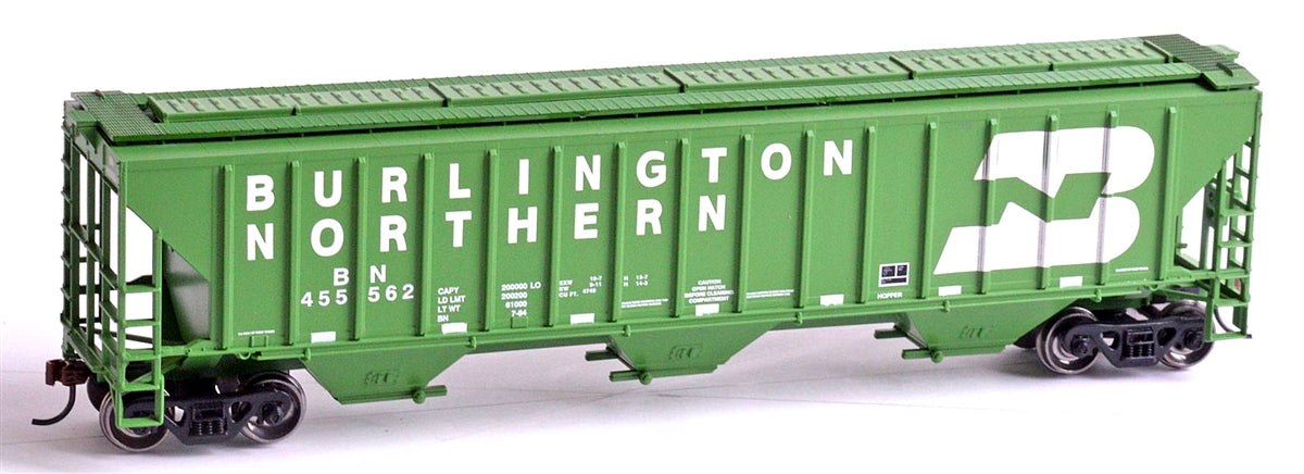 Athearn 14698 HO Burlington Northern PS 4740 3-Bay Covered Hopper Car #455562