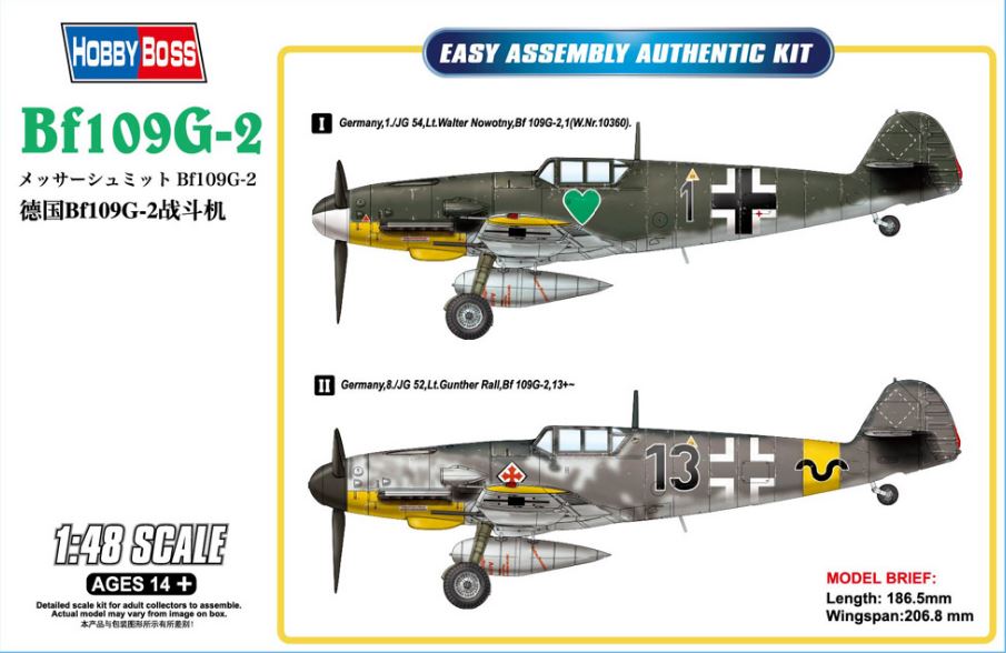 Hobby Boss Models 81750 1:48 Messerschmitt Bf109G-2 Military Aircraft Plane Kit