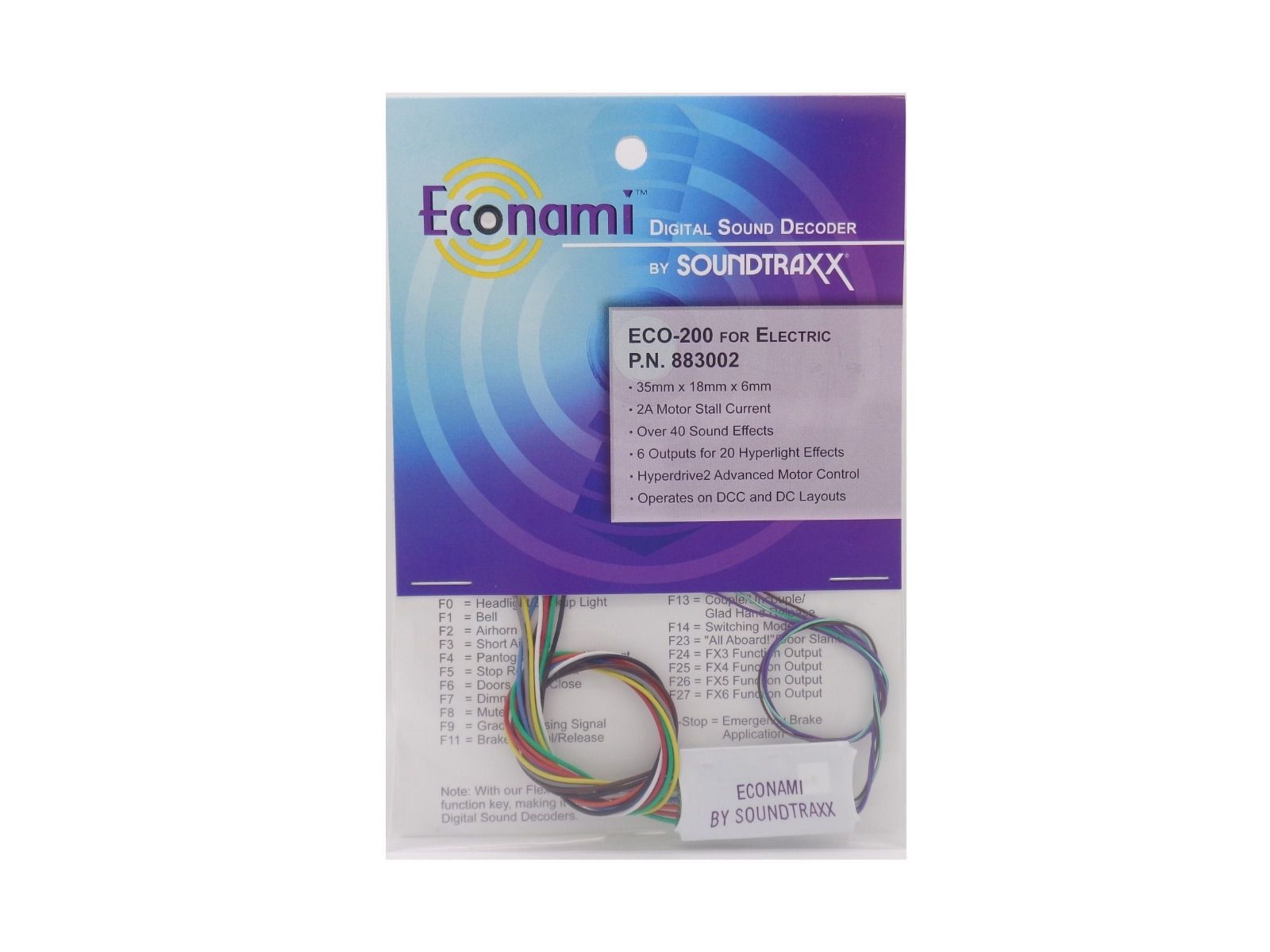 SoundTraxx 883002 ECO-200 2-Amp, 6-Function Sound & Control Decoder