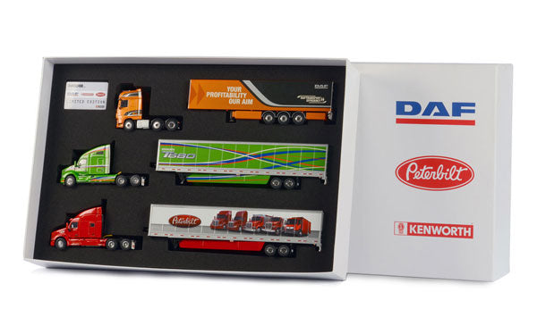WSI 02-1753 1:50 PACCAR Brand Box - Set of 3 Tractor Trailers