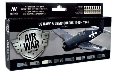 Vallejo Paint 71157 US Navy & USMC Colors 1940-1945 Model Air Paints (Set of 8)