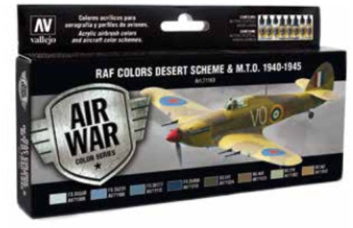Vallejo Paint 71163 RAF Colors Desert Scheme & M.T.O. Model Air Paints