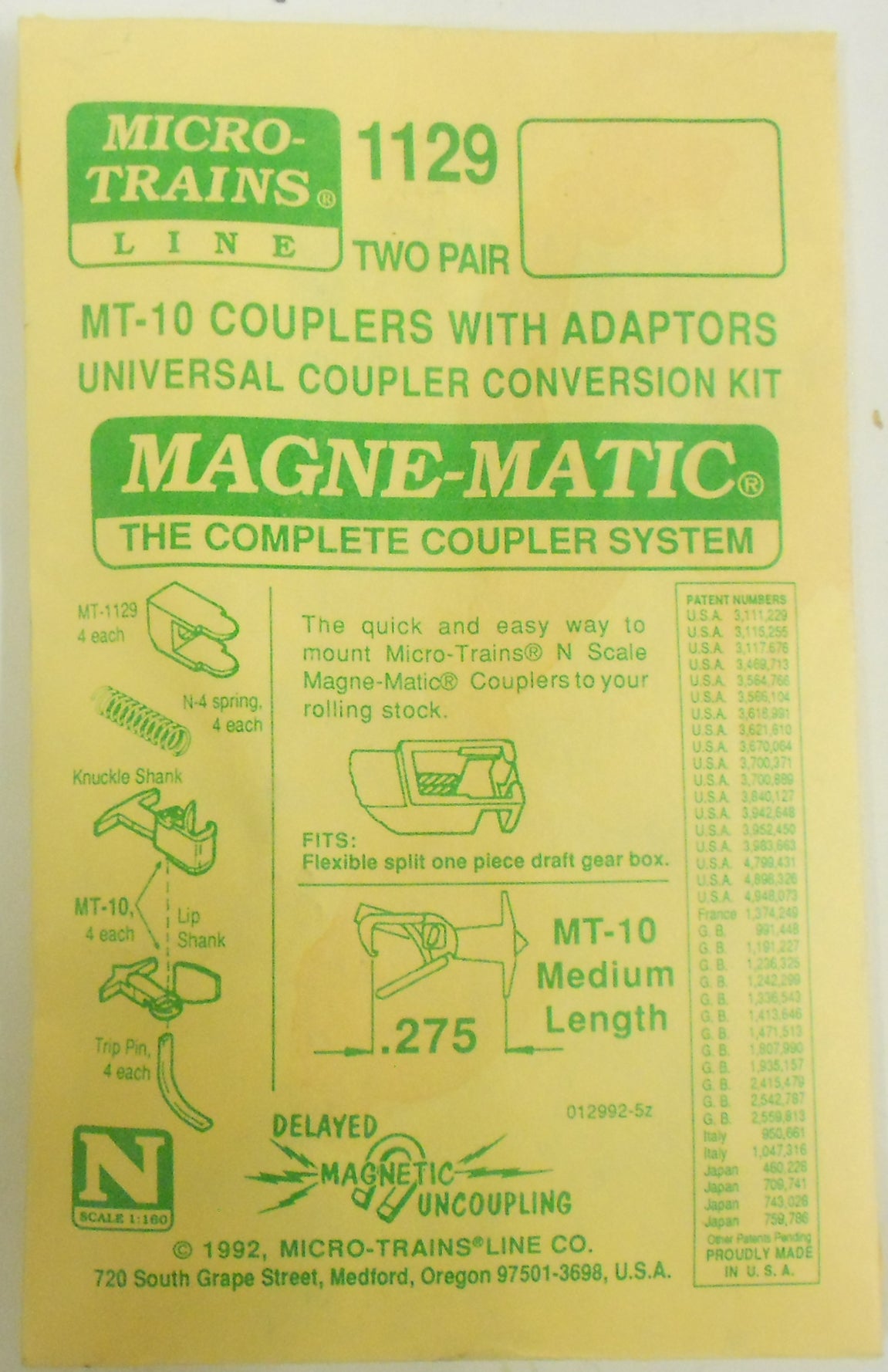 MicroTrains 00130013 N Scale MT-10 Medium 'T' Shank Couplers with Adaptors(1129)
