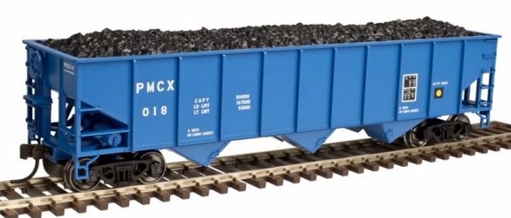 Atlas 20003850 HO PMCX AAR 70T 9-Panel 3-Bay Open Hopper Car w/Ends & Load #018