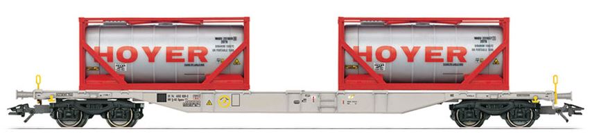 Marklin 47064 HO AAE Cargo Sgnss 114 Flatcar w/ 2 Hoyer Tank Containers