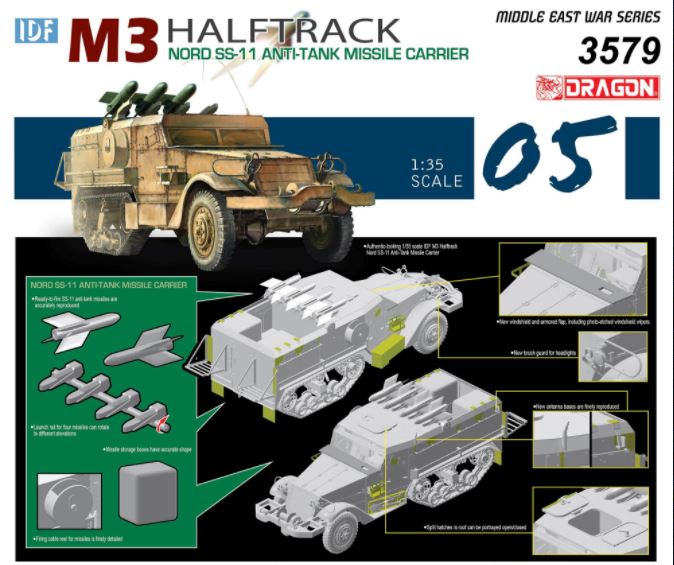 Dragon 3579 1:35 IDF M3 Halftrack Nord SS-11 Anti-Tank Missile Carrier Artillery