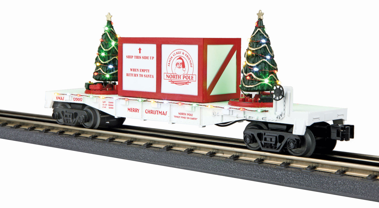MTH 30-76685 O Christmas Flat Car with Lighted White Christmas Trees