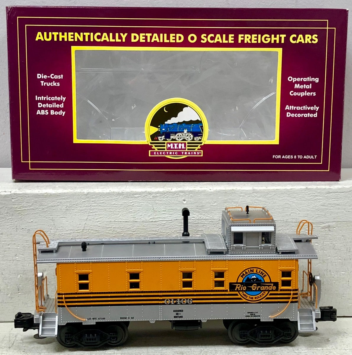 MTH 20-91048 O Gauge Denver Rio Grande Steel Caboose #01406 EX/Box