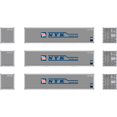 Athearn 12175 HO NYK RTR 40' Smooth Containers (3)