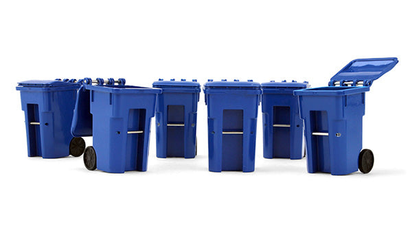 First Gear 90-0518 1:34 Set of Six Trash Carts - Blue (6)