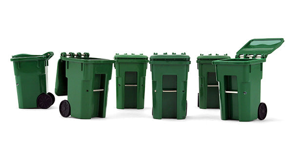 First Gear 90-0519 1:34 Set of Six Trash Carts - Green (6)