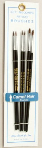 Atlas Brush 30-6PS 1, 2, 3 Round Camel Hair Atlas Brush (Set of 6)